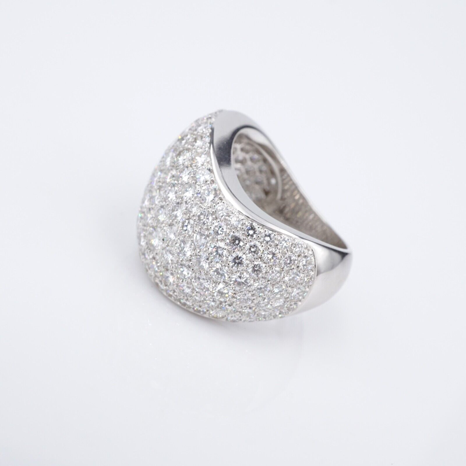 Cartier 18k Pave Diamond Wave Ring 5 carat Bombe Dome Size 5.75 Euro 51, view 9