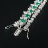Natural Emerald and Diamond Bracelet 18k White Gold 26 carats 7", view 9