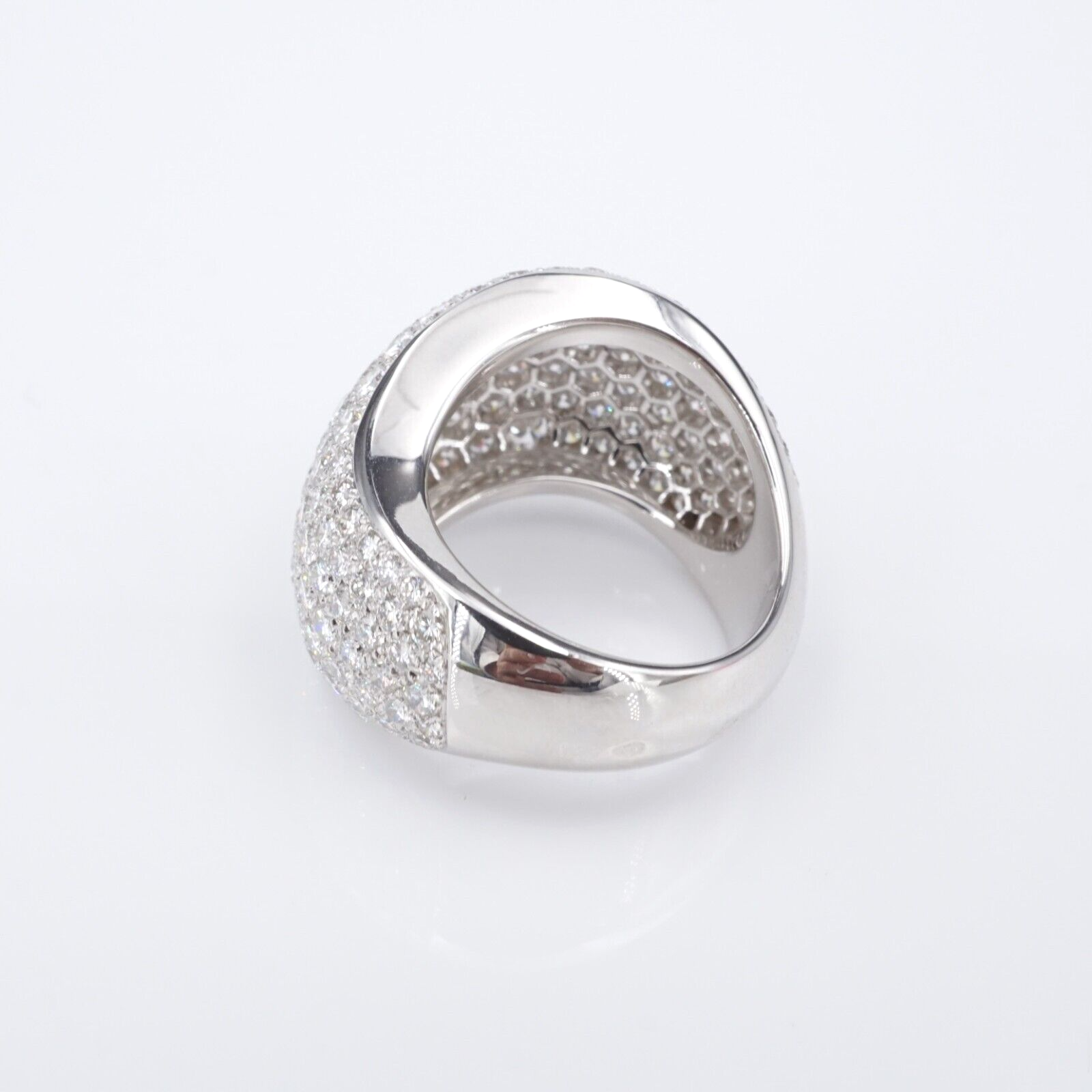 Cartier 18k Pave Diamond Wave Ring 5 carat Bombe Dome Size 5.75 Euro 51, view 10