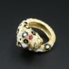 Gioconda Enamel Leopard Ring Cat Bypass 18k Yellow Gold Size 5, view 2