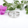 Platinum 2.5ct Emerald Cut Diamond Engagement Bridal Set GIA Sz 5.25, view 3