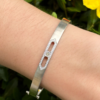 Penny Preville Openwork Diamond Hinged Bangle Bracelet 18k White Gold 6.5" shown worn
