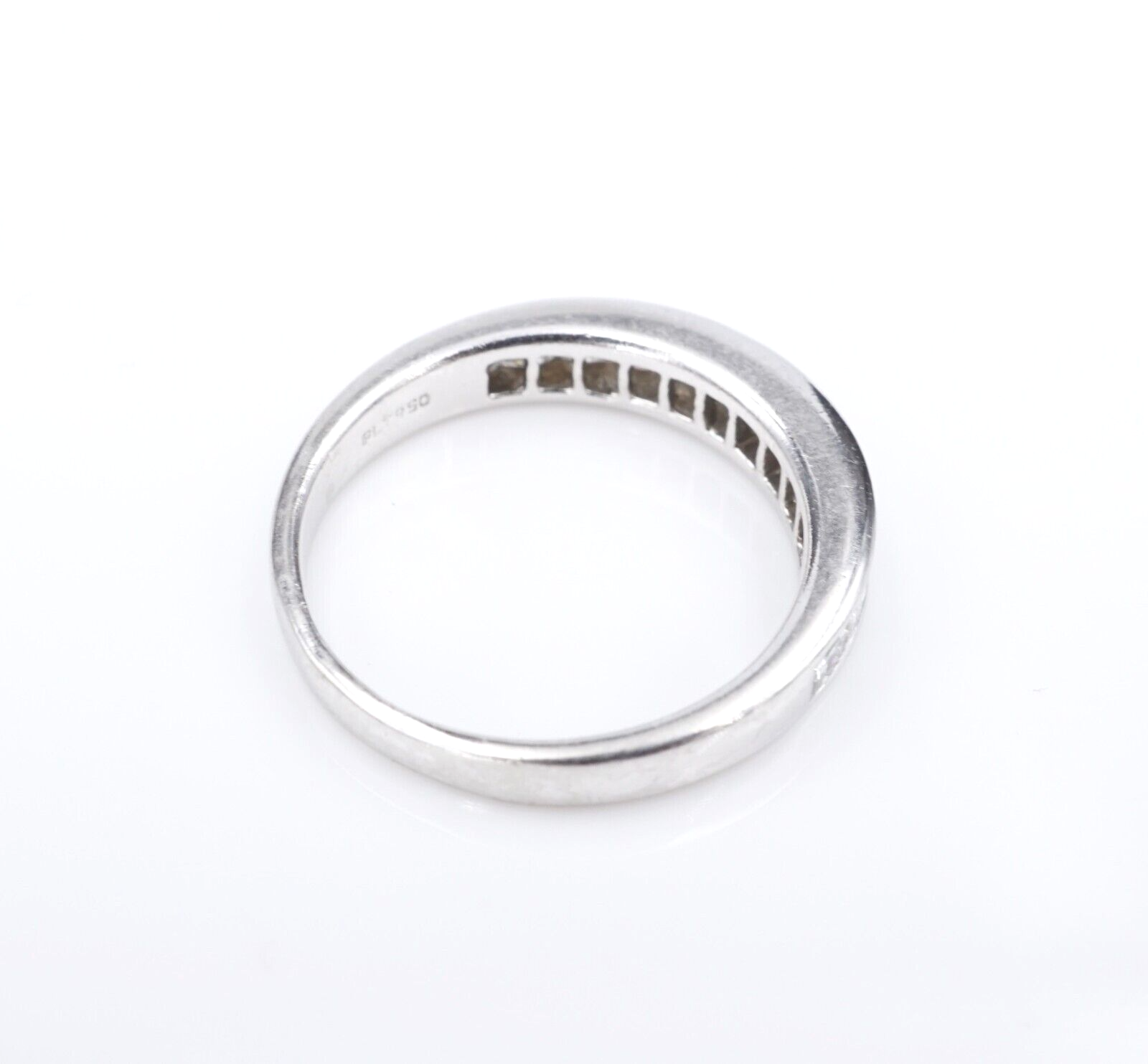 Platinum 1ct Diamond Half Eternity Band Stackable Ring Size 7.25 Princess, view 7