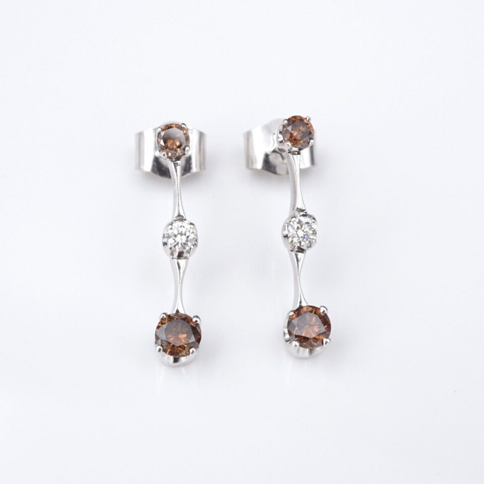 H. Stern 18k White Gold Diamond Fancy Chocolate Diamond Drop Earrings, view 2