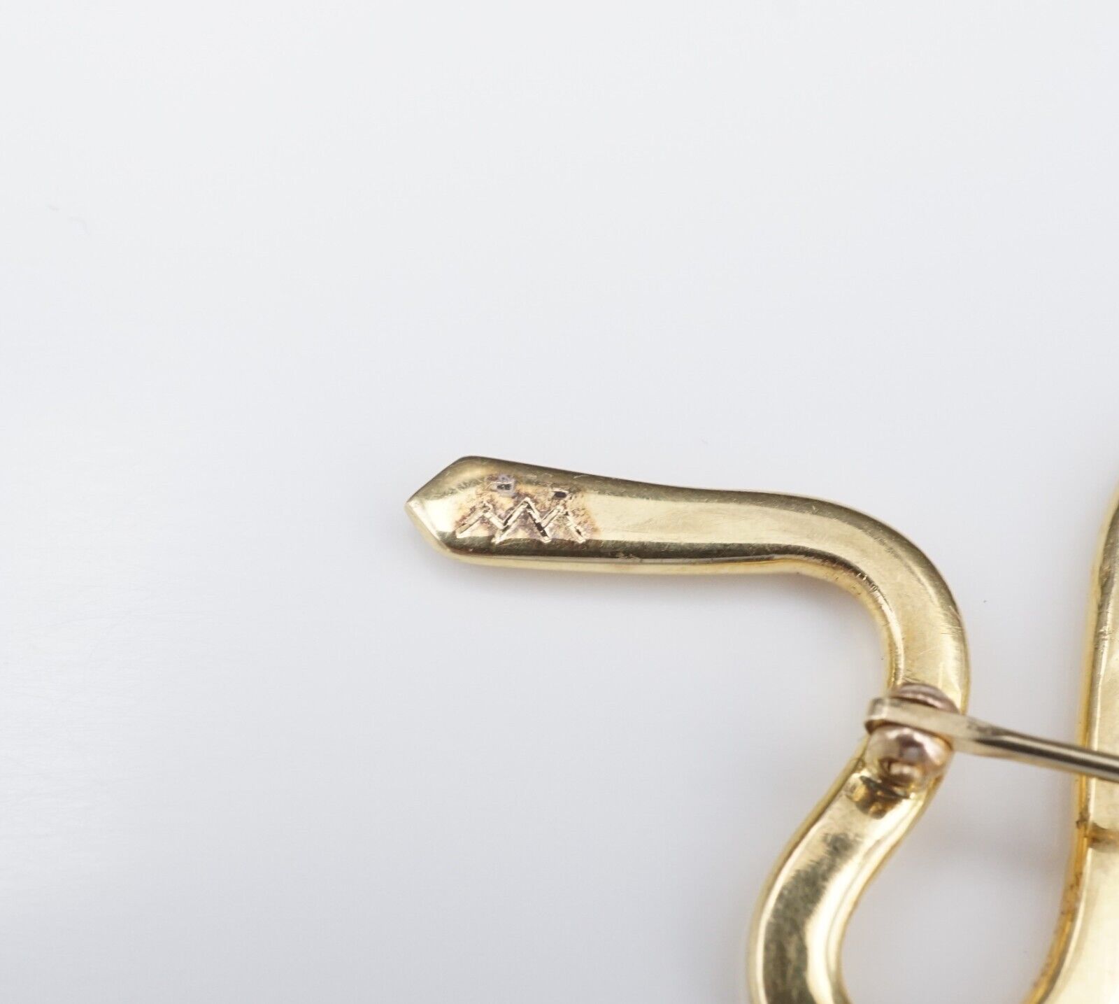 Native American Snake Brooch Pin 18k Yellow Gold Serpent 4", view 7