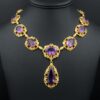 Antique Victorian Yellow Gold Amethyst Bib Necklace Earring Suite 16", view 3