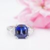 Platinum Sapphire Diamond Ring Natural Madagascar AGL Cert, view 5