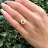 14k Gold Orange Diamond with White Enamel Halo Ring Sz 6.5 Circle Modern, view 6