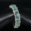Natural Emerald and Diamond Bracelet 18k White Gold 26 carats 7", view 3