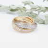 Tricolor Pave Diamond Eternity 3 Band Rolling Ring Gold Sz 8 4mm 3ct, view 5