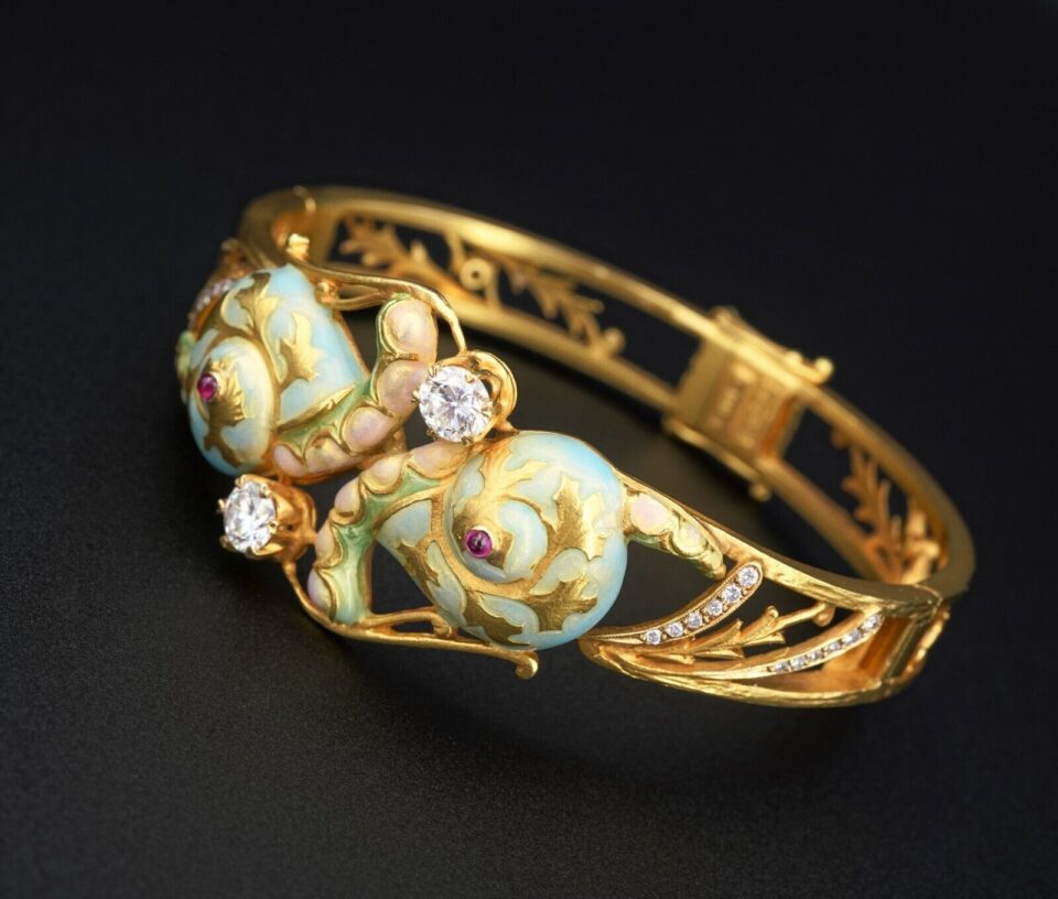 Masriera Enamel Diamond Bracelet Snail 18k Gold 6.25, view 2