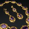 Antique Victorian Yellow Gold Amethyst Bib Necklace Earring Suite 16", view 4