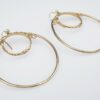 Modernist 9k Yellow Gold Open Circle Dangle Hoop Earrings 1.6" Jean Mahie, view 1
