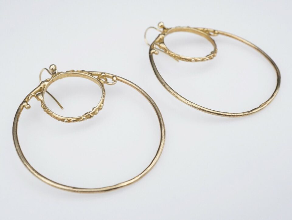 Jean Mahie Modernist Open Circle Hoop Earrings, 9k Yellow Gold