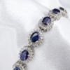 14k White Gold 16cttw Natural Sapphire Diamond Halo Tennis Bracelet 7.25", view 1