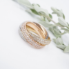 Tricolor Pave Diamond Eternity 3 Band Rolling Ring Gold Sz 8 4mm 3ct, view 4