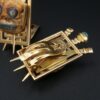 Artist Graziella Laffi 18k Gold Abstract Modernist Skull Earrings Peru, view 6