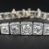 Antique Platinum 7 ctw Graduated Diamond Tennis Bracelet 7" Mine Cut, view 4