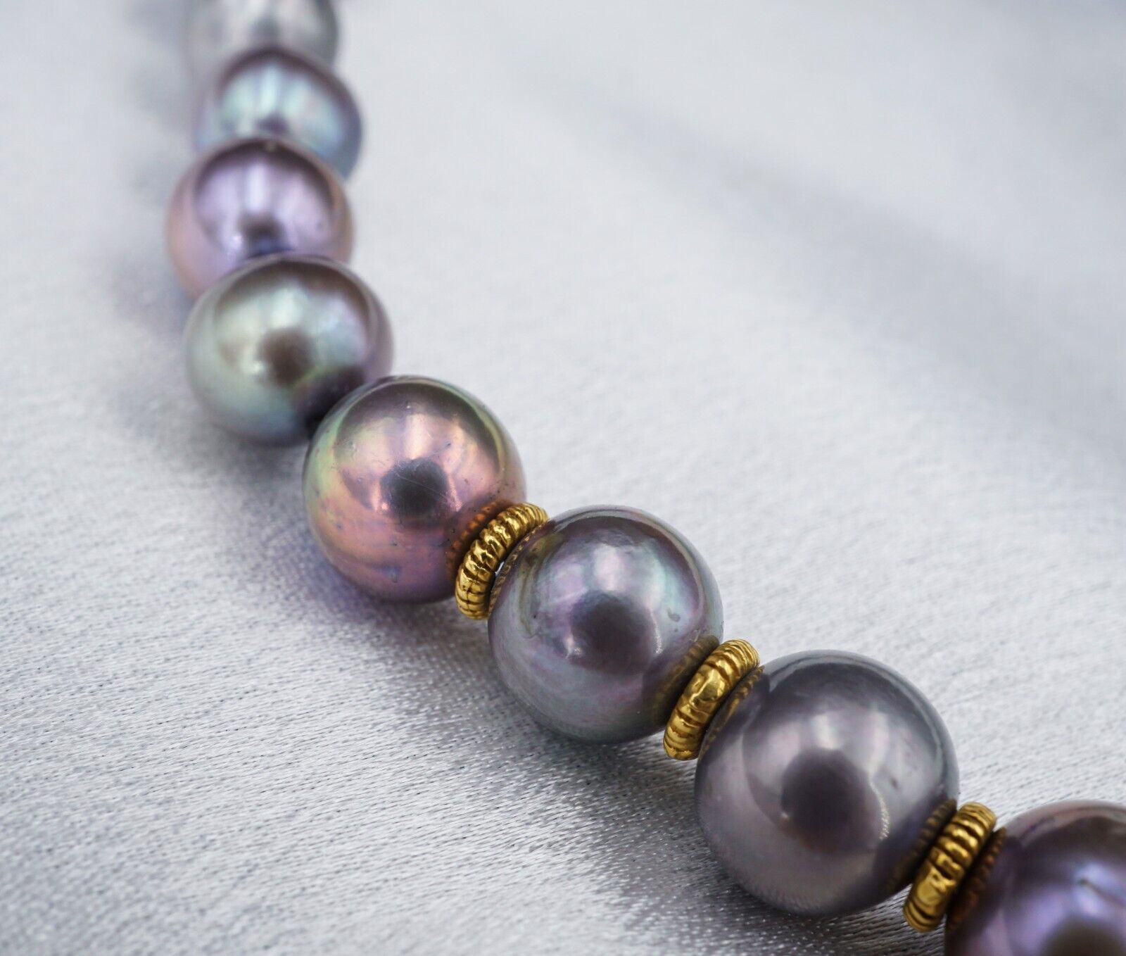 14k Tahitian Pearl Necklace Strand Yellow Gold 9-11mm 16" Choker, view 6