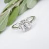 East West 14k White Gold 1cttw Emerald Diamond Engagement Ring Size 7, view 2