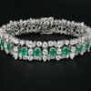 Natural Emerald and Diamond Bracelet 18k White Gold 26 carats 7", view 5
