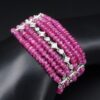 Cathy Waterman Platinum 7-Strand Floral Diamond Ruby Bead Bracelet 6.25", view 6