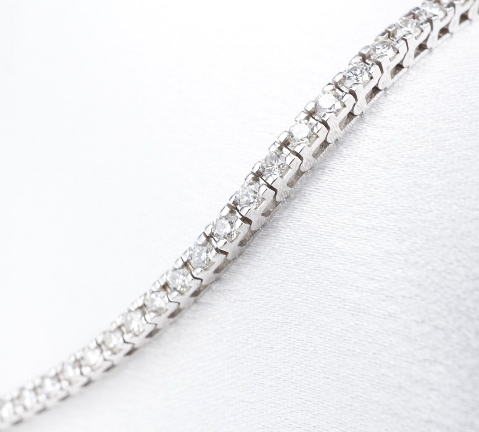 Classic 14k White Gold 3 carat Natural Diamond Tennis Bracelet 7" BG892