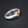 Matthew Trent Platinum 18k Gold Orange Sapphire "Donut" Ring Size 5.25, view 2