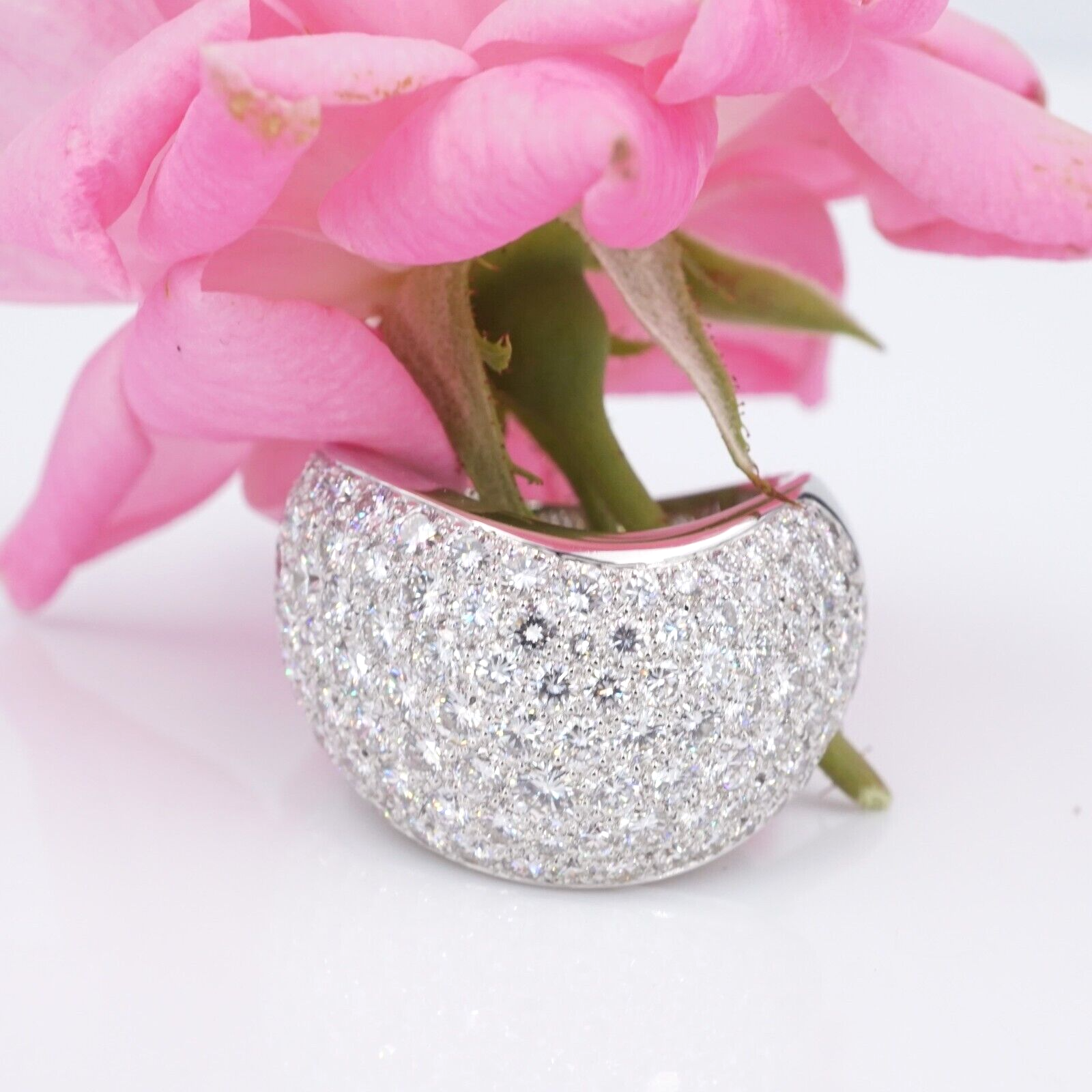 Cartier 18k Pave Diamond Wave Ring 5 carat Bombe Dome Size 5.75 Euro 51, view 6