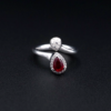 Giorgio Visconti 18K Ring Diamond Ruby White Gold Bypass Moi et Toi Sz 6, view 7