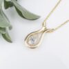 14k Yellow Gold 3/4ct Natural Pear Diamond Solitaire Pendent Necklace 18", view 1