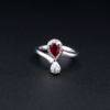 Giorgio Visconti 18K Ring Diamond Ruby White Gold Bypass Moi et Toi Sz 6, view 4