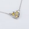 Platinum Natural Fancy Yellow Diamond Heart Pendent Necklace 18", view 3