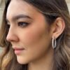 Diamond Inside Out Hoop Earrings 14k White Gold 6 carat Natural 1.3", view 7