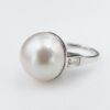 Vintage Mabe Pearl Diamond Ring Platinum Size 6.75 15 mm, view 5