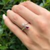 Giorgio Visconti 18K Ring Diamond Ruby White Gold Bypass Moi et Toi Sz 6, view 3