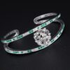 18k White Gold 4.5 carat Diamond Emerald Kick Cuff Bracelet 6.25", view 3