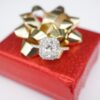 Diamond Halo Moissanite Engagement Ring 14K White Gold 3 carat Size 6.25, view 1