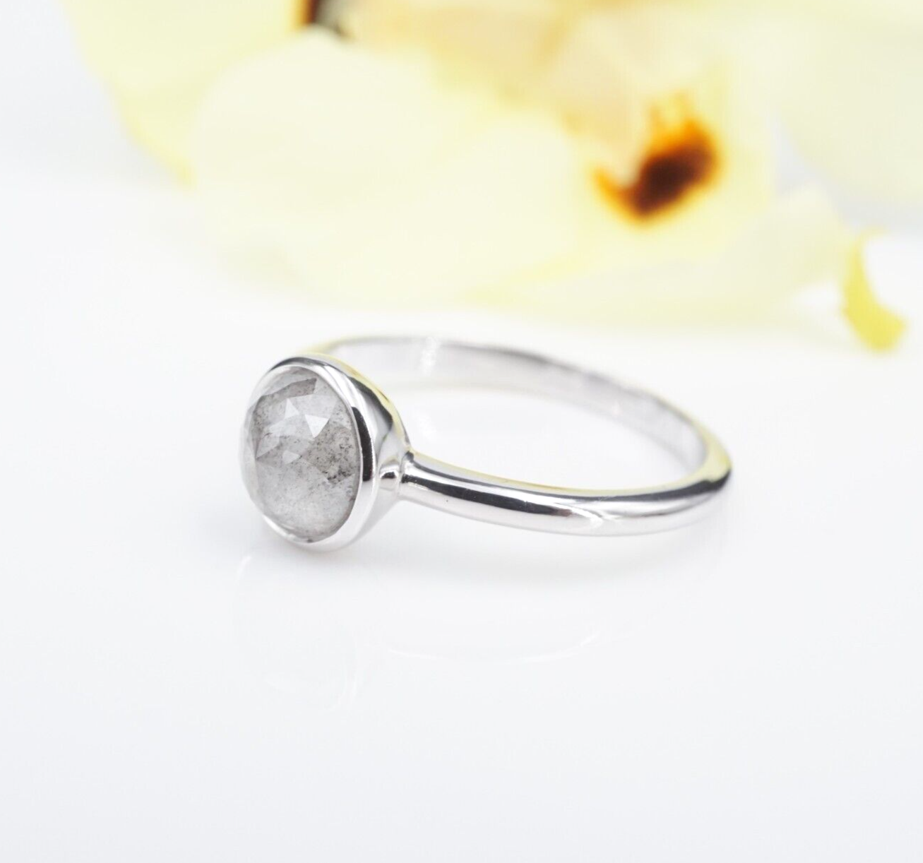 14k Salt and Pepper Diamond Ring White Gold Natural 1.25 ct Size 6.25 New, view 4