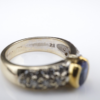 Vintage 18k Yellow Gold 2ct Oval Sapphire Pave Diamond Ring Size 6.75, view 8