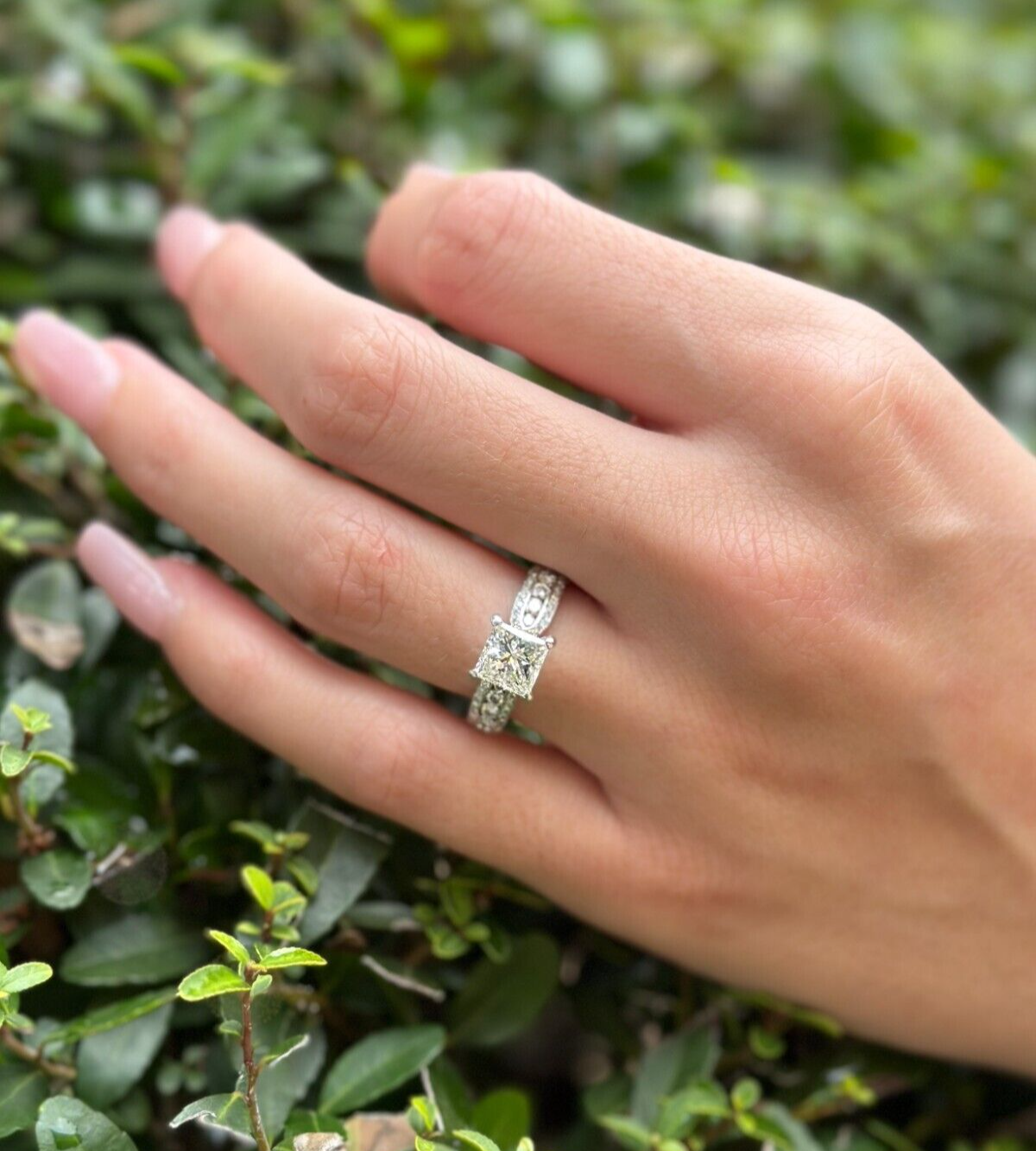 1.5ct 18k White Gold Princess Diamond Engagement Ring Size 5.75 EGL, view 2