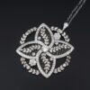 Antique Belle Epoque Platinum Diamond Floral Filigree Pendant Necklace, view 2