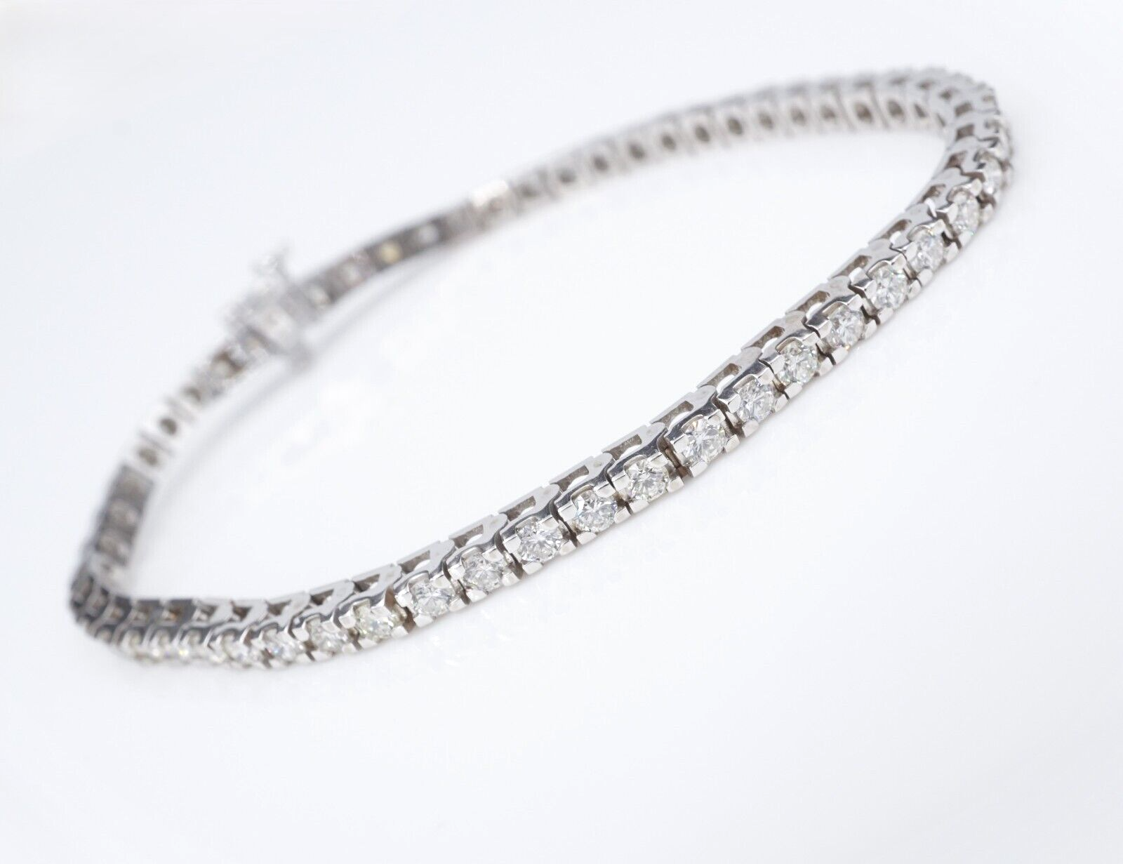Classic 14k White Gold 3 carat Natural Diamond Tennis Bracelet 7", view 4