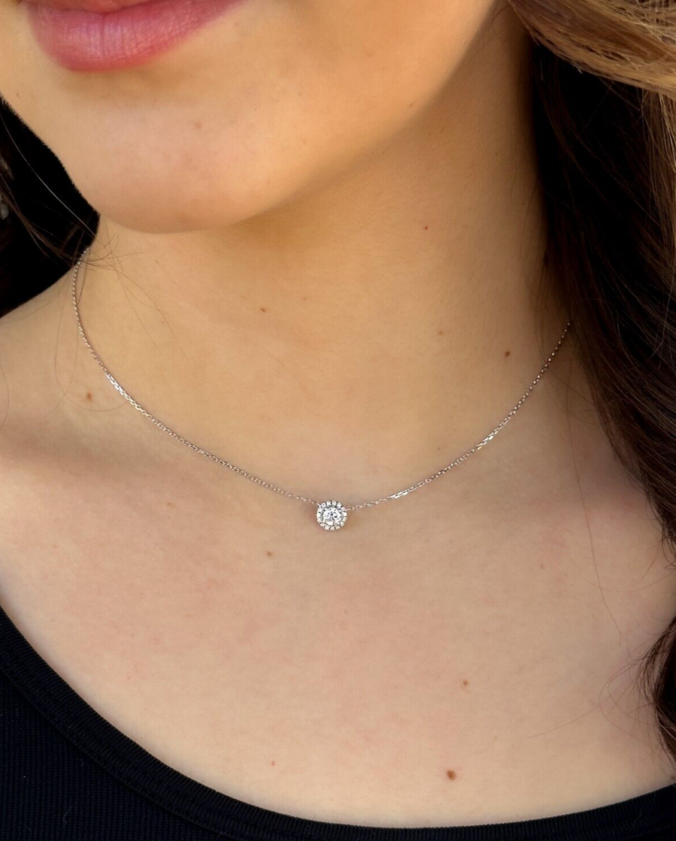 Cartier Diamond Halo Destinée Necklace Platinum Pendant 16.5" Card Pouch, view 2