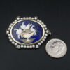 Antique 14k Pietra Dura Lapis Mosaic Pliny's Doves Diamond Pearl Brooch, view 6