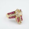Diamond Ruby Cocktail Ring 18k Yellow Gold Size 8.75, view 4