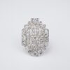 Vintage 18k White Gold Diamond Pave Cocktail Shield Ring Size 6.5, view 3