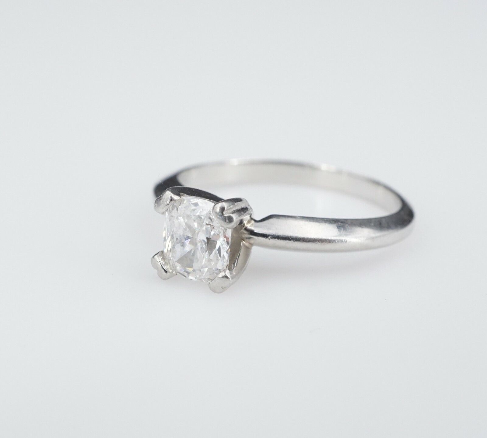 Platinum Solitaire 2/3 carat Cushion Cut Diamond Engagement Ring Size 6.5, view 4