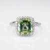 Natural Green Tourmaline Diamond Halo Ring Platinum 3 carat Size 5.75, view 3