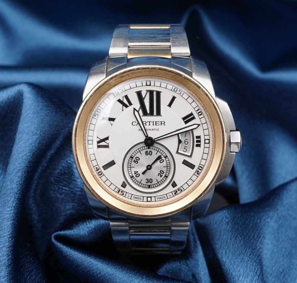 Cartier Calibre de Cartier 18k Gold Stainless Watch 42mm 3389 Automatic W975
